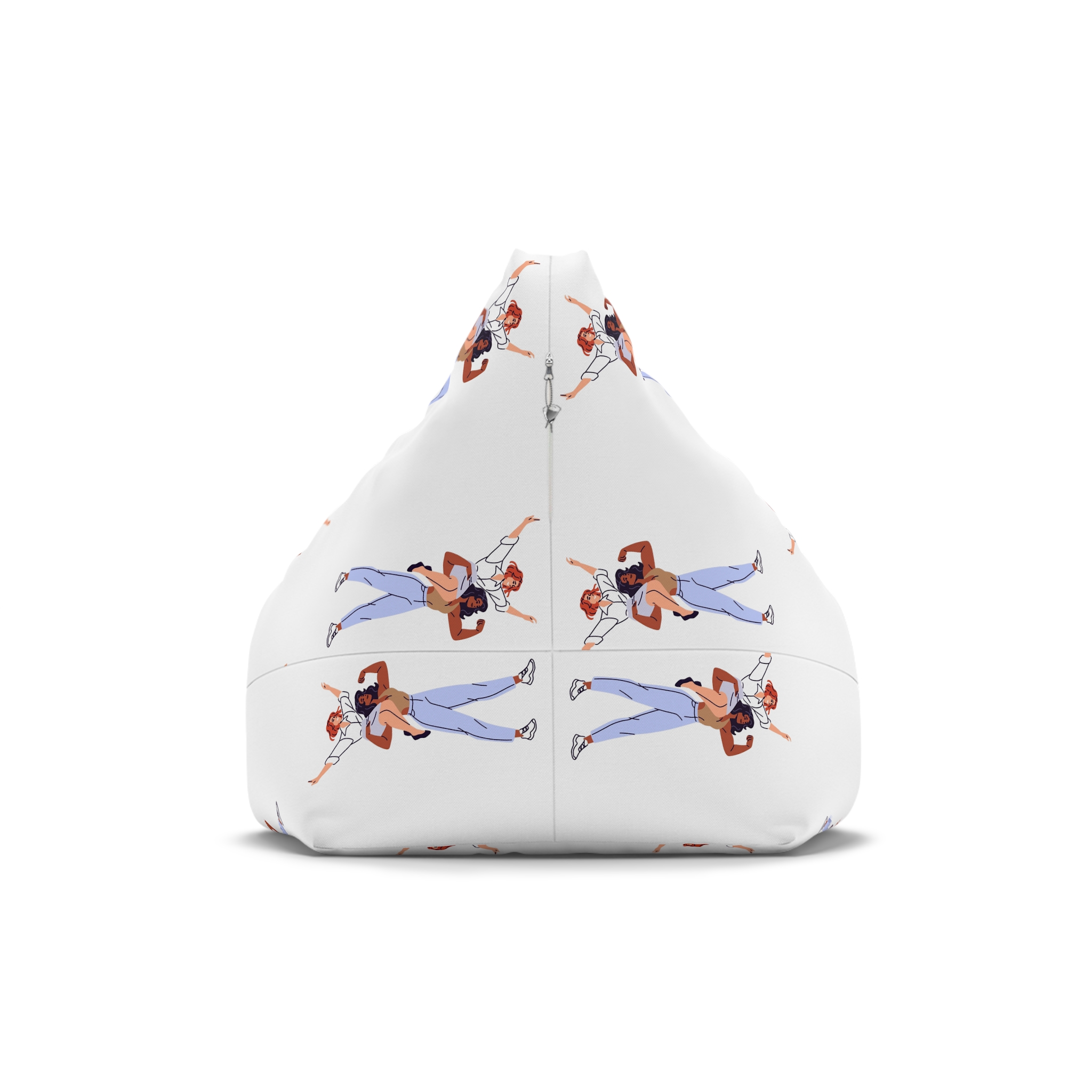 Happy Feminists Celebrate Success Winning Diverse Women Cheer Hands Up Support Feminism Strong Girl Holds Her Friend Shoulder Flat Isolated Vector Illustration White Background Bean Bag Chair Cover - Image 2