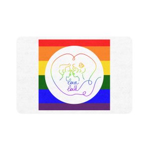 Poster With Kissing Woman Hand Lettering Love Is Love Theme Month Pride Lgbtq Love Background Pet Food Mat 12x18