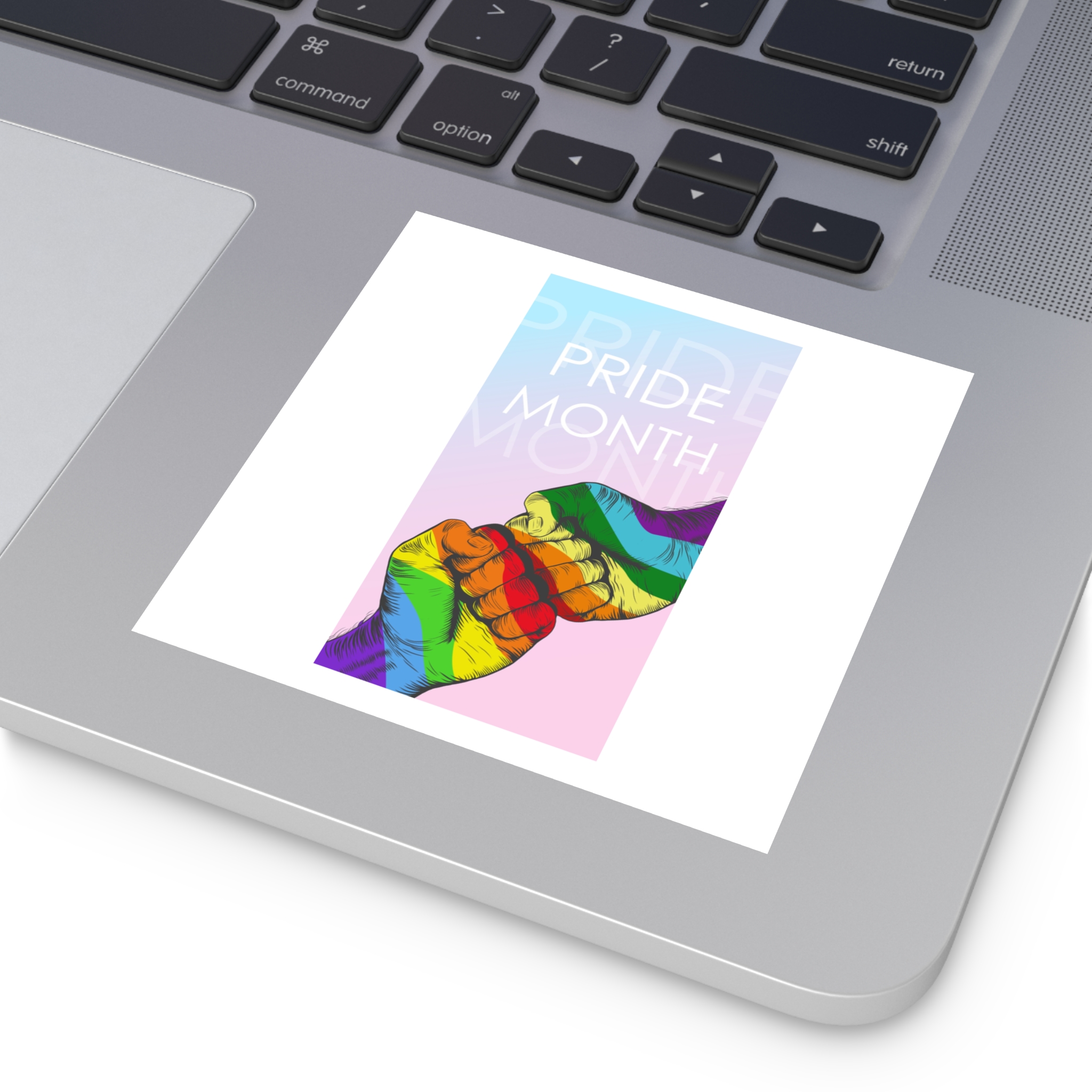Rainbow Colored Hand Fist Fist Gesture Gay Pride Month Background Lgbt Concept Laminate Stickers Square - Image 19