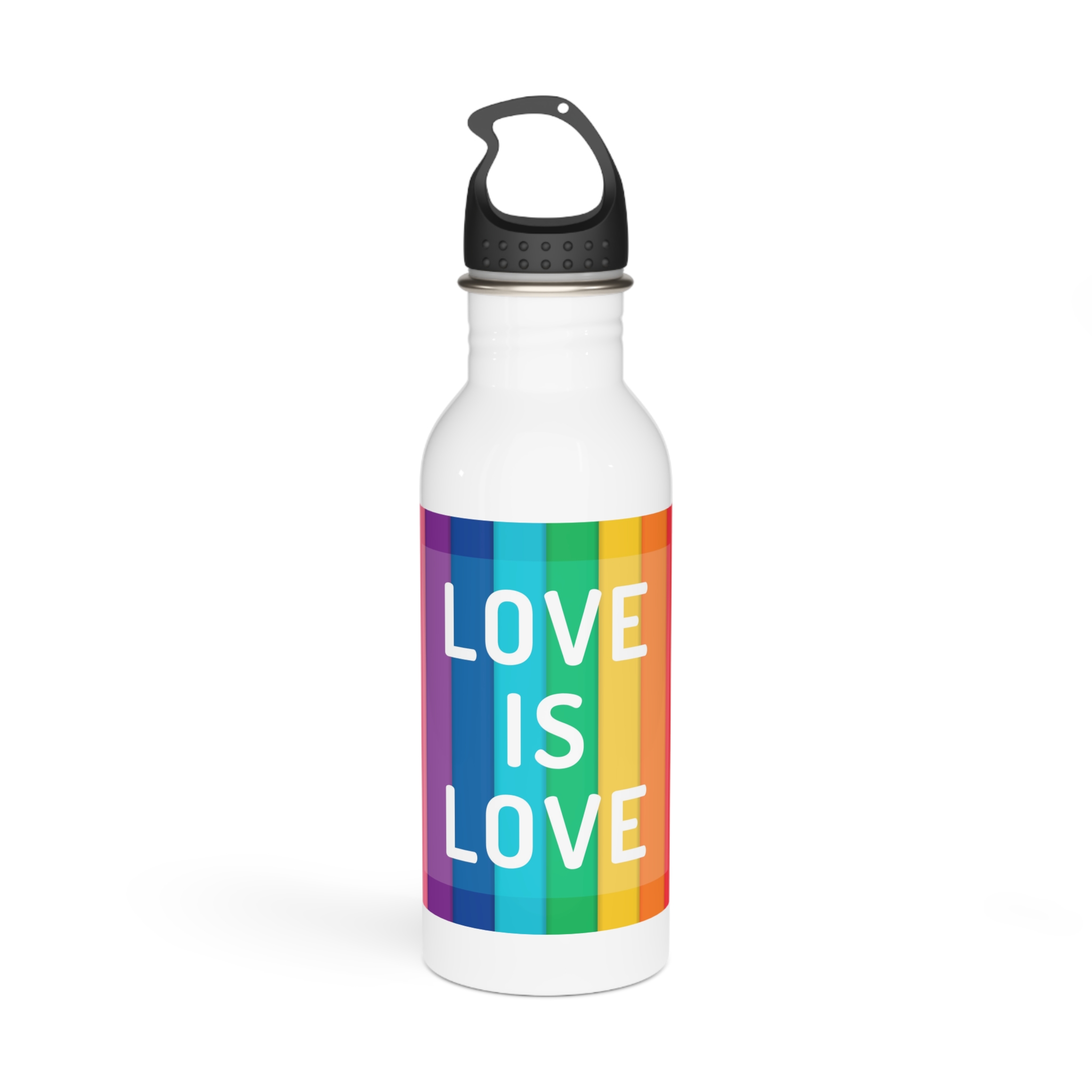 Rainbow Colored Background With Love Is Love Concept Pride Month Stainless Steel Water Bottle