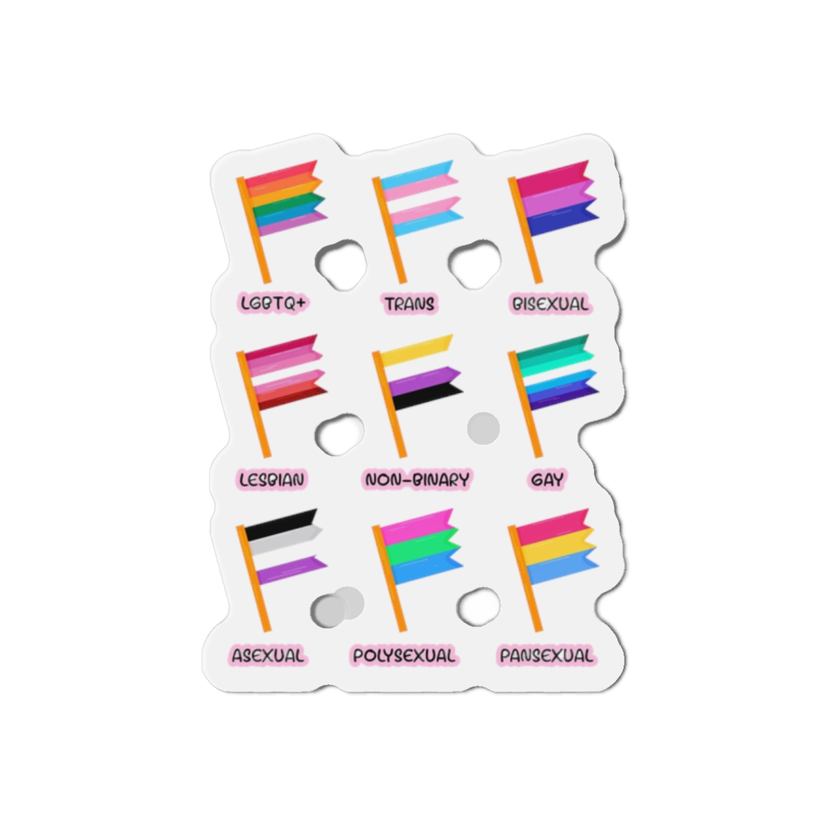 Cute Hand Drawn Set Lgbtq Pride Flags With Names Lgbtq Trans Bisexual Lesbian Nonbinary Asexual Die Cut Magnets