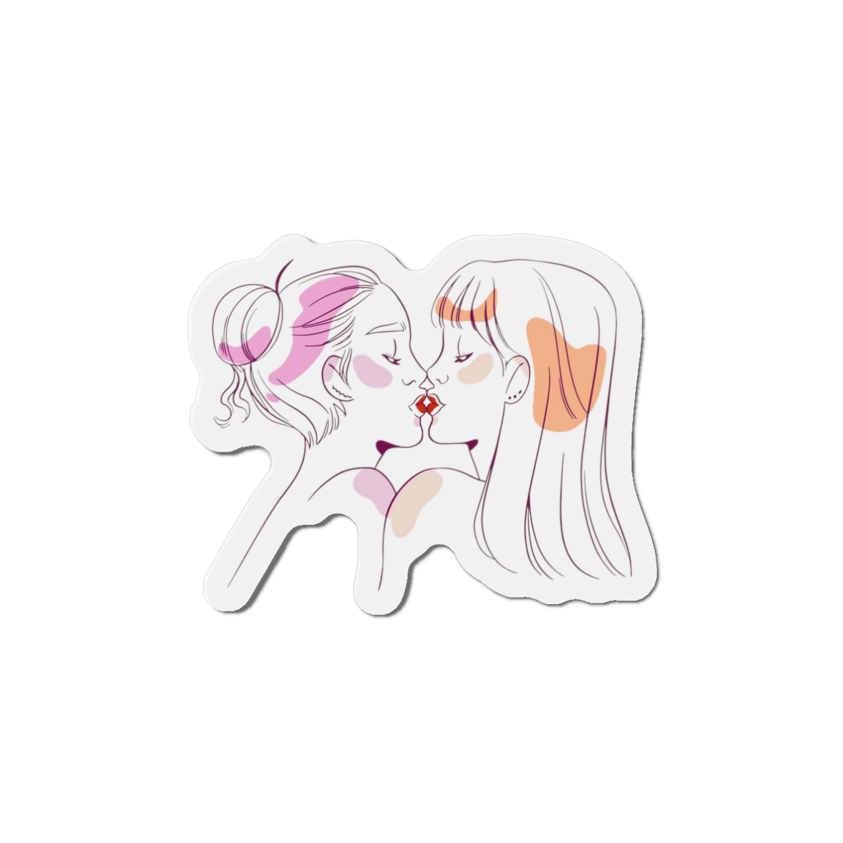 Hand Drawn Affectionate Lesbian Kiss (2) Die Cut Magnets - Image 4