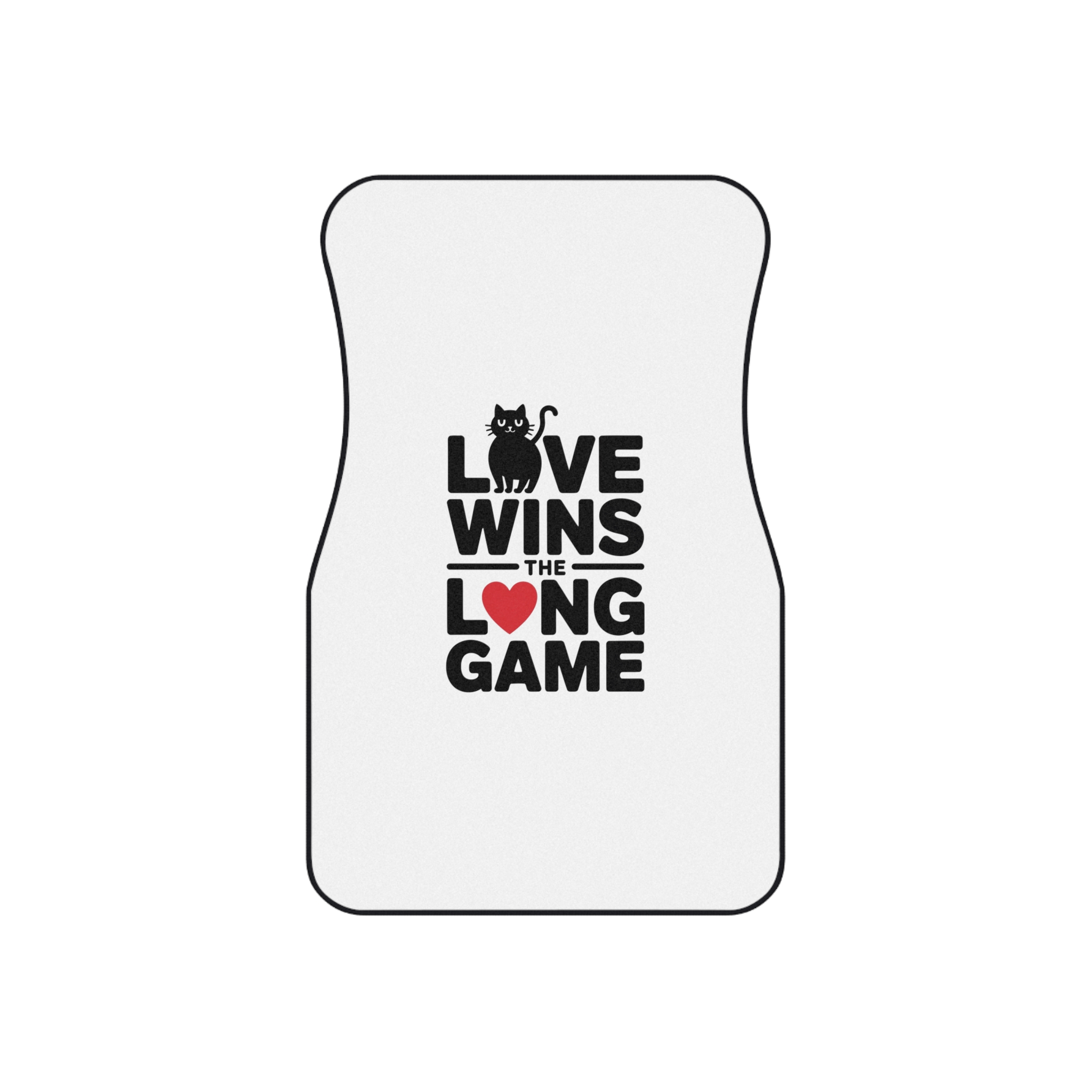 Love Wins Long Game With Black Cat Heart Illustration Car Mats Set Of 4 - Image 2