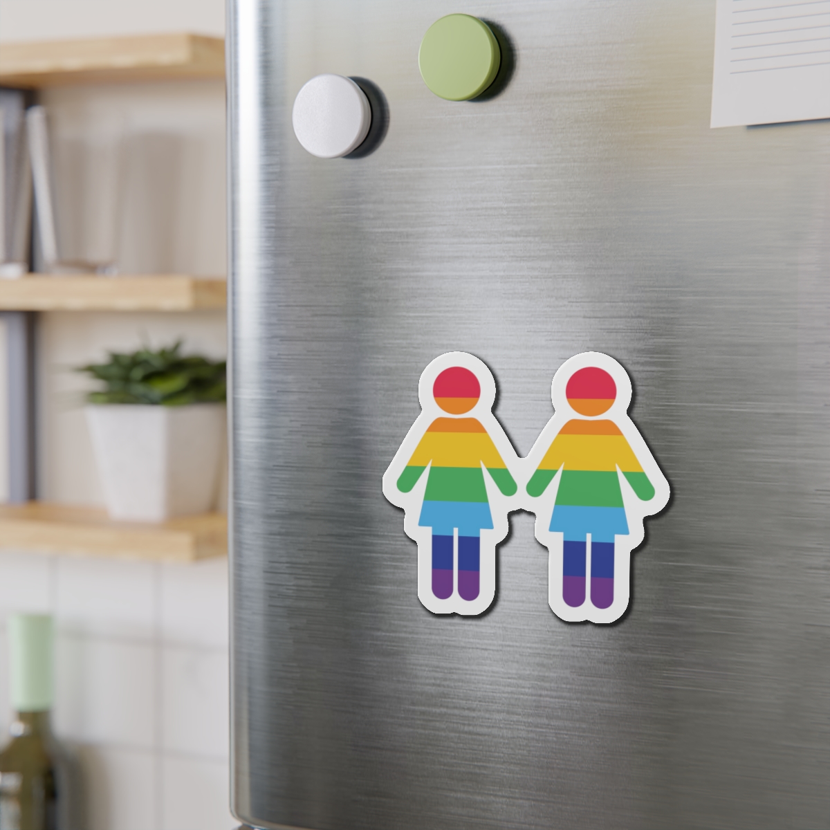 Lgbt Pride Two Lesbians Vector Icon Rainbow Colors Vector Illustration Die Cut Magnets - Image 9