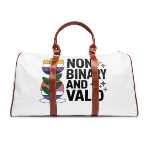 Non Binary Valid T Shirt Design Isolated White Background Waterproof Travel Bag