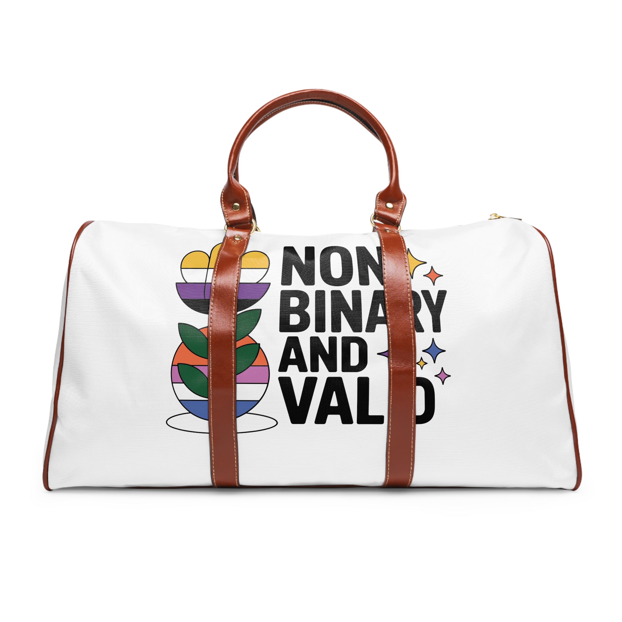 Non Binary Valid T Shirt Design Isolated White Background Waterproof Travel Bag