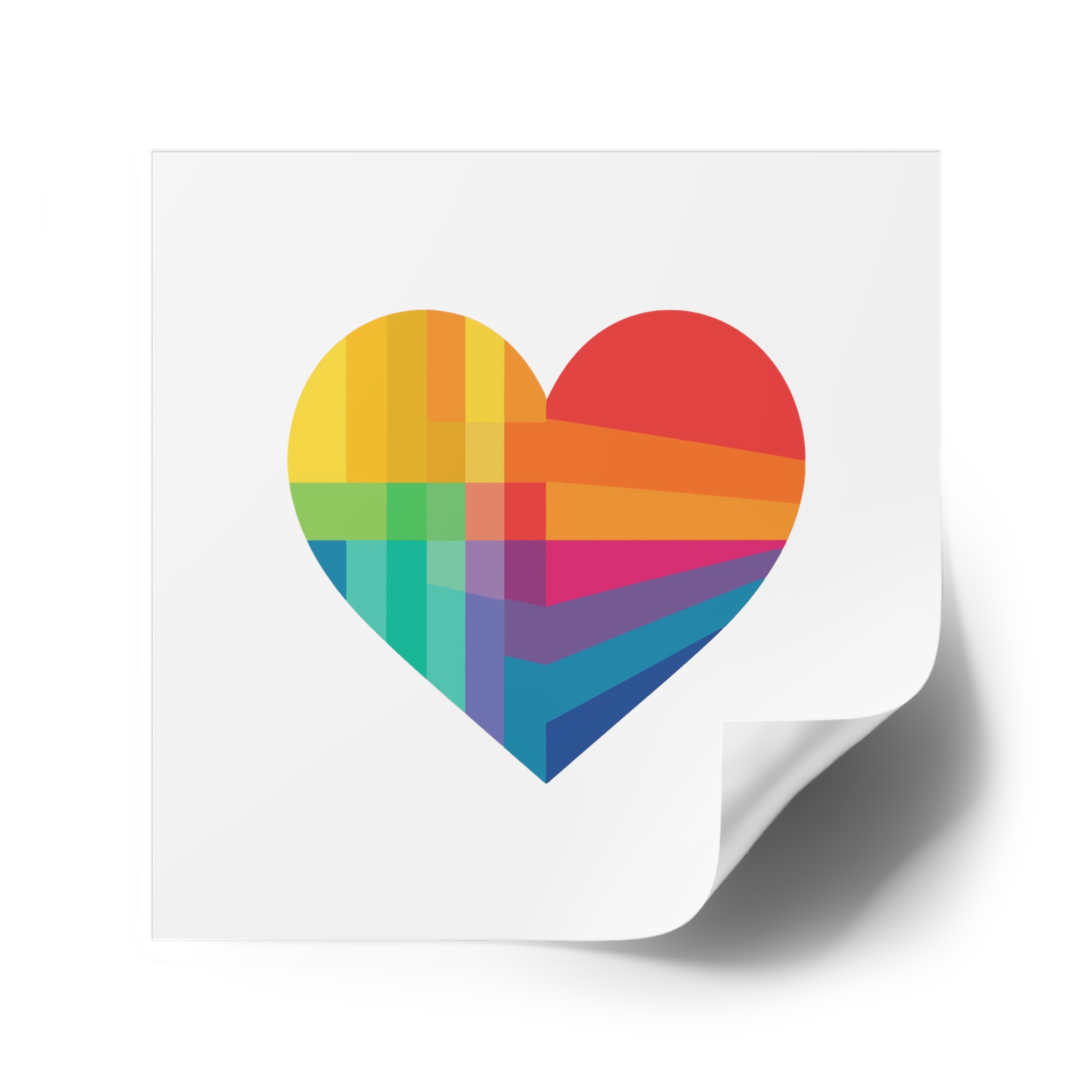 Heart Shape Rainbow Colors Laminate Stickers Square - Image 38
