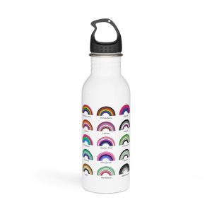 Set Colorful Lgbtq Pride Flag Rainbows Gender Equality Sexual Identity Pride Flags Collection Lgbtqia Community Pride Month Stainless Steel Water Bottle
