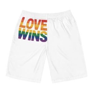Love Wins Rainbow Pride Message Mens Board Shorts Aop