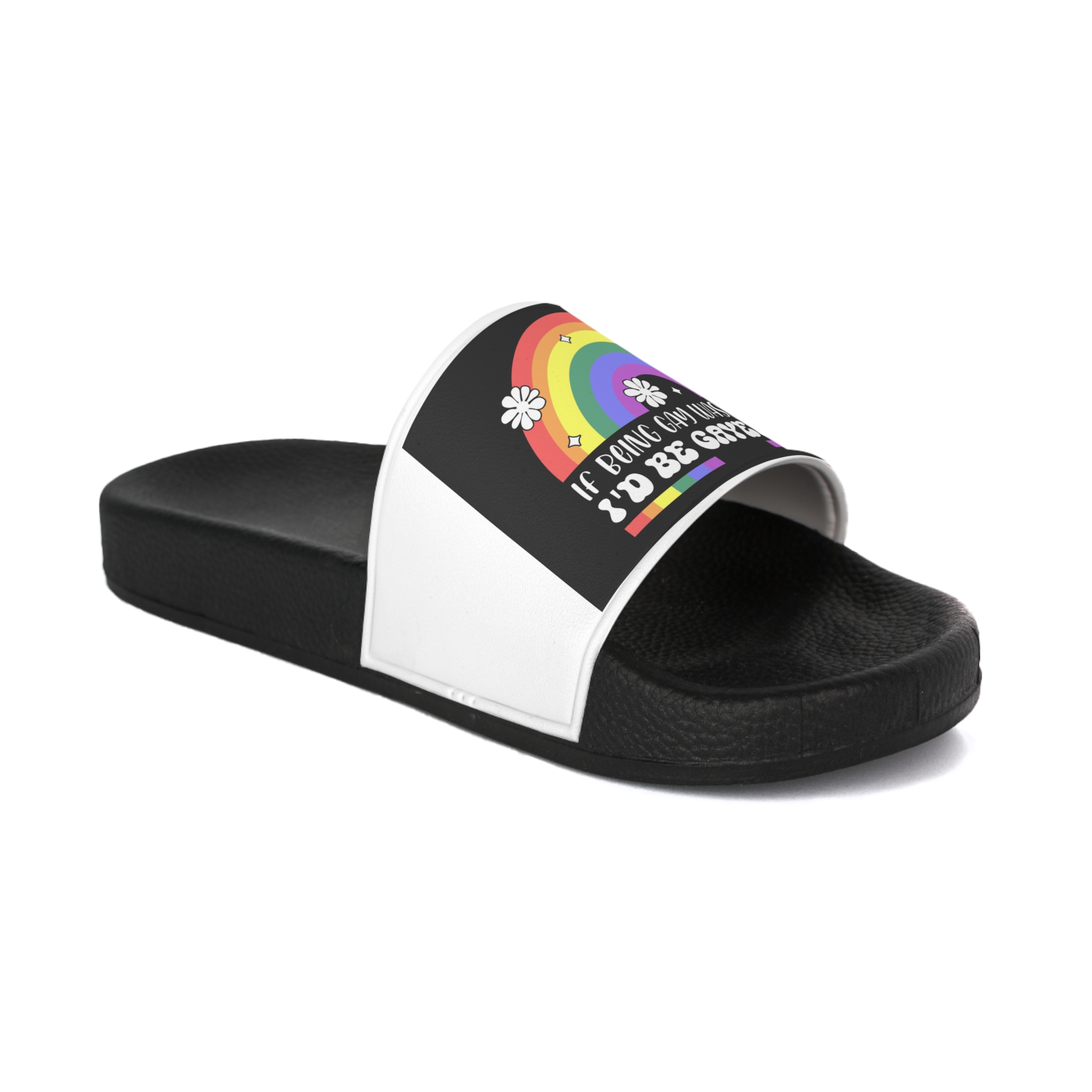 Pride Lgbt Gay Retro Tshirt Design(2) Mens Slide Sandals - Image 2