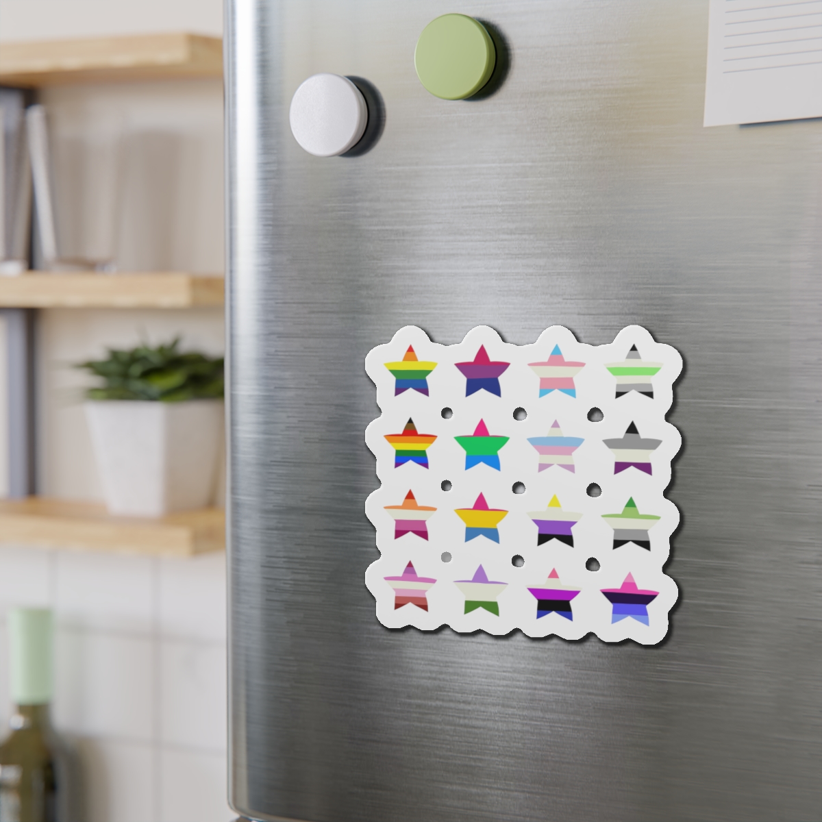 Set Colorful Lgbtq Pride Flag Star Shape Gender Equality Sexual Identity Pride Flags Collection Lgbtqia Community Pride Month Die Cut Magnets - Image 12