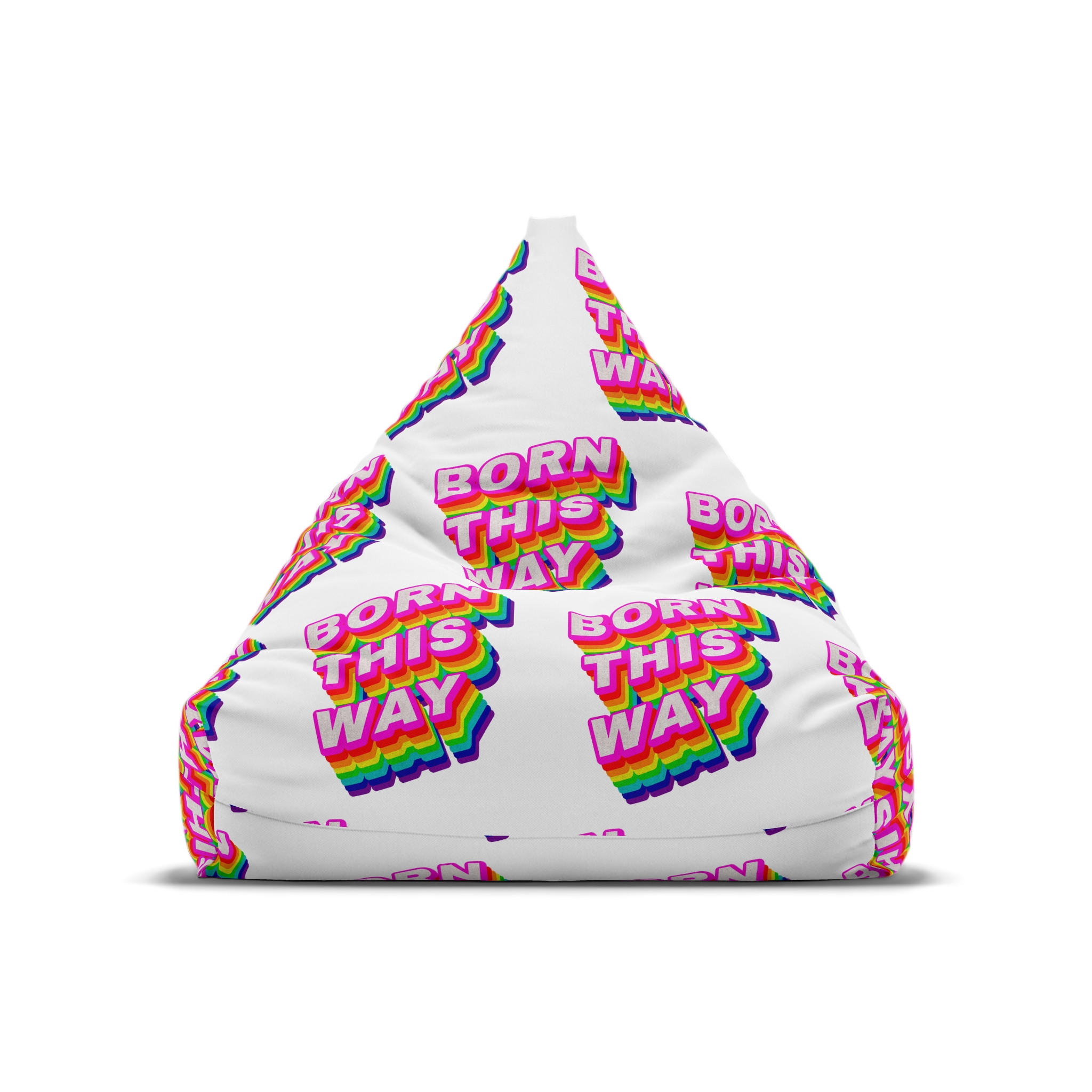 Rainbow Word Born This Way Typography Design Element Bean Bag Chair Cover - Image 5