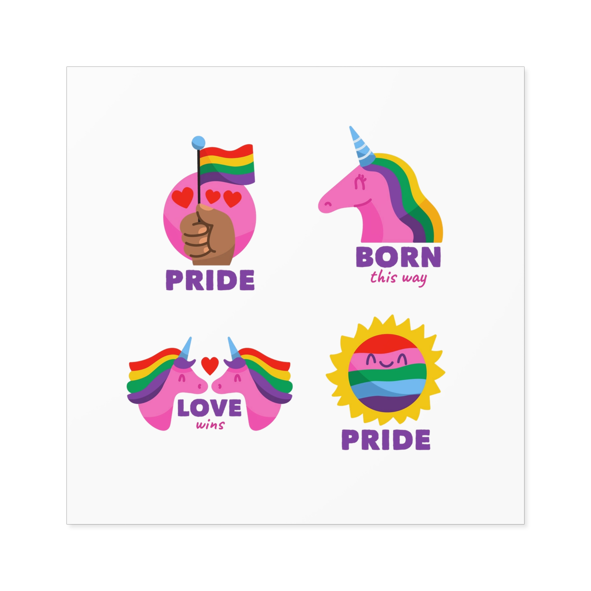 Illustrations Pride Day Badges Set Laminate Stickers Square - Image 45
