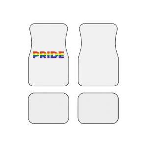 Text Pride Rainbow Colors Isolated White Background Banner Pride Month Vector Car Mats Set Of 4