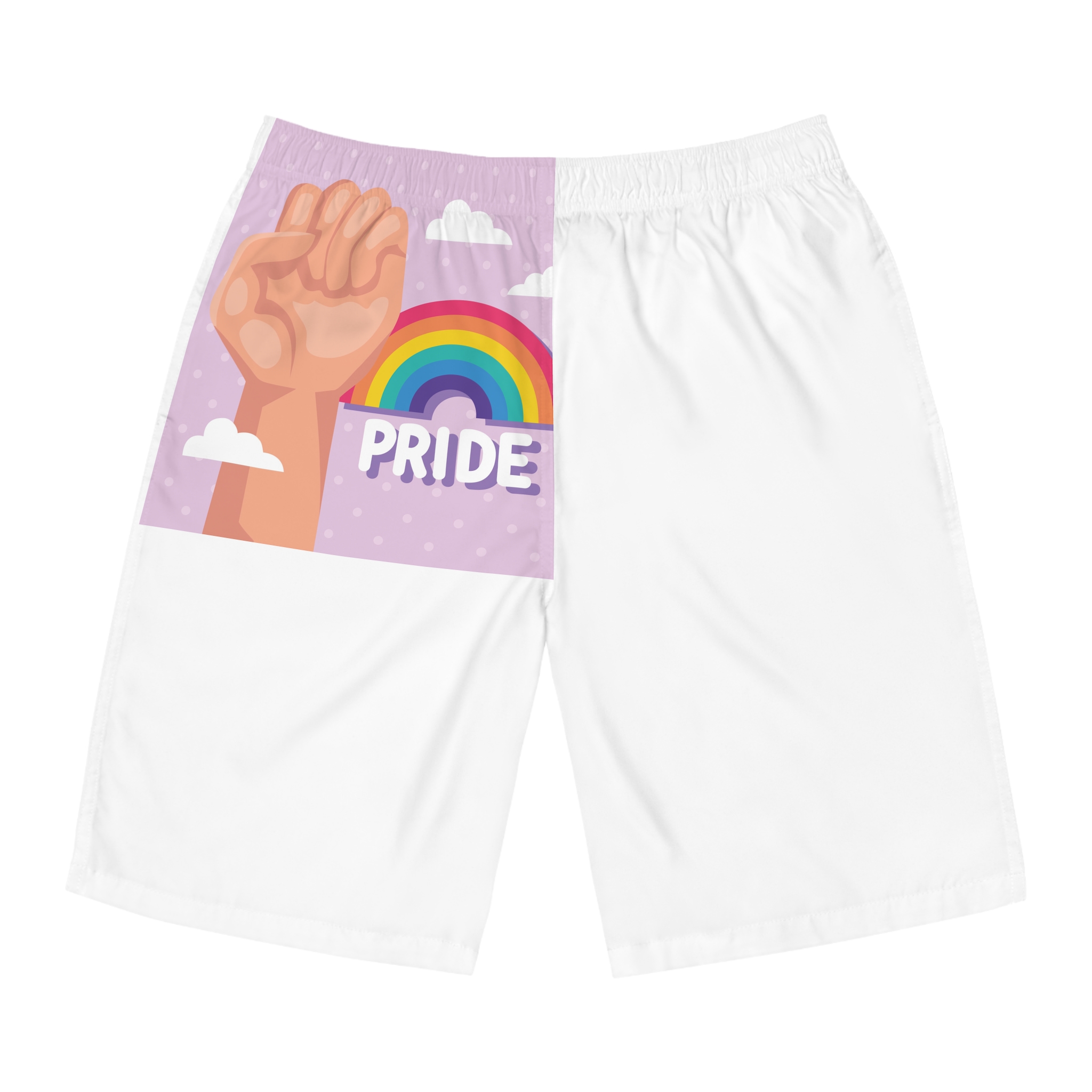 Pride Lettering With Rainbow Card Mens Board Shorts Aop