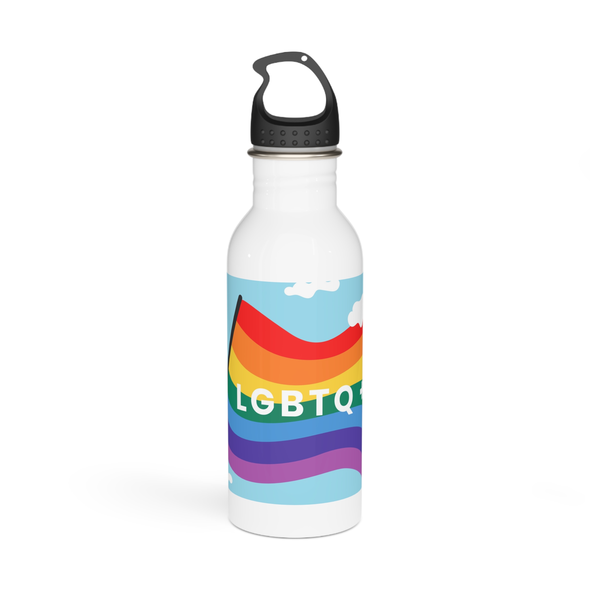 Rainbow Flag Banner Template Lgbtq Rights Stainless Steel Water Bottle