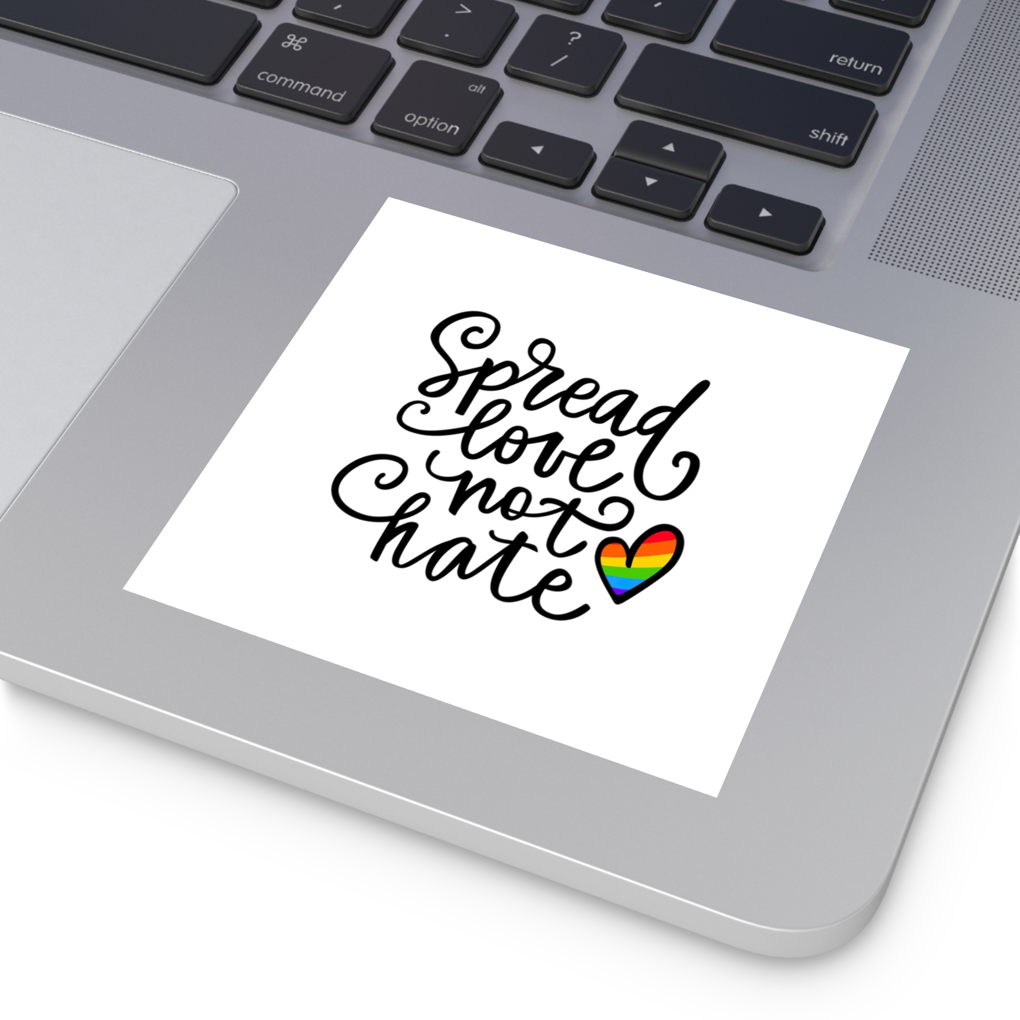 Lgbt Pride Gay Quote Rainbow Flag Heart Lgbtq Vector Quote Isolated White Background Lesbian Bisexual Transgender Concept Spread Love Hate Laminate Stickers Square - Image 27