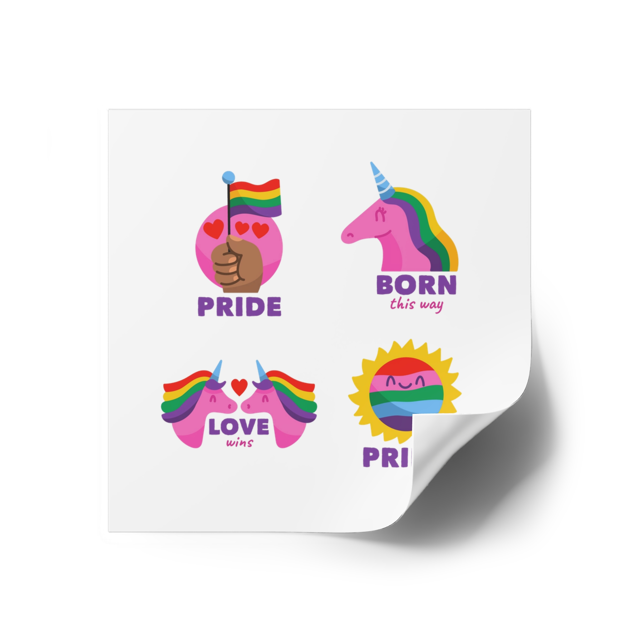 Illustrations Pride Day Badges Set Laminate Stickers Square - Image 70