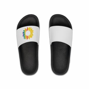 Sunflower Pride Gay Rainbow Tshirt Design Mens Slide Sandals