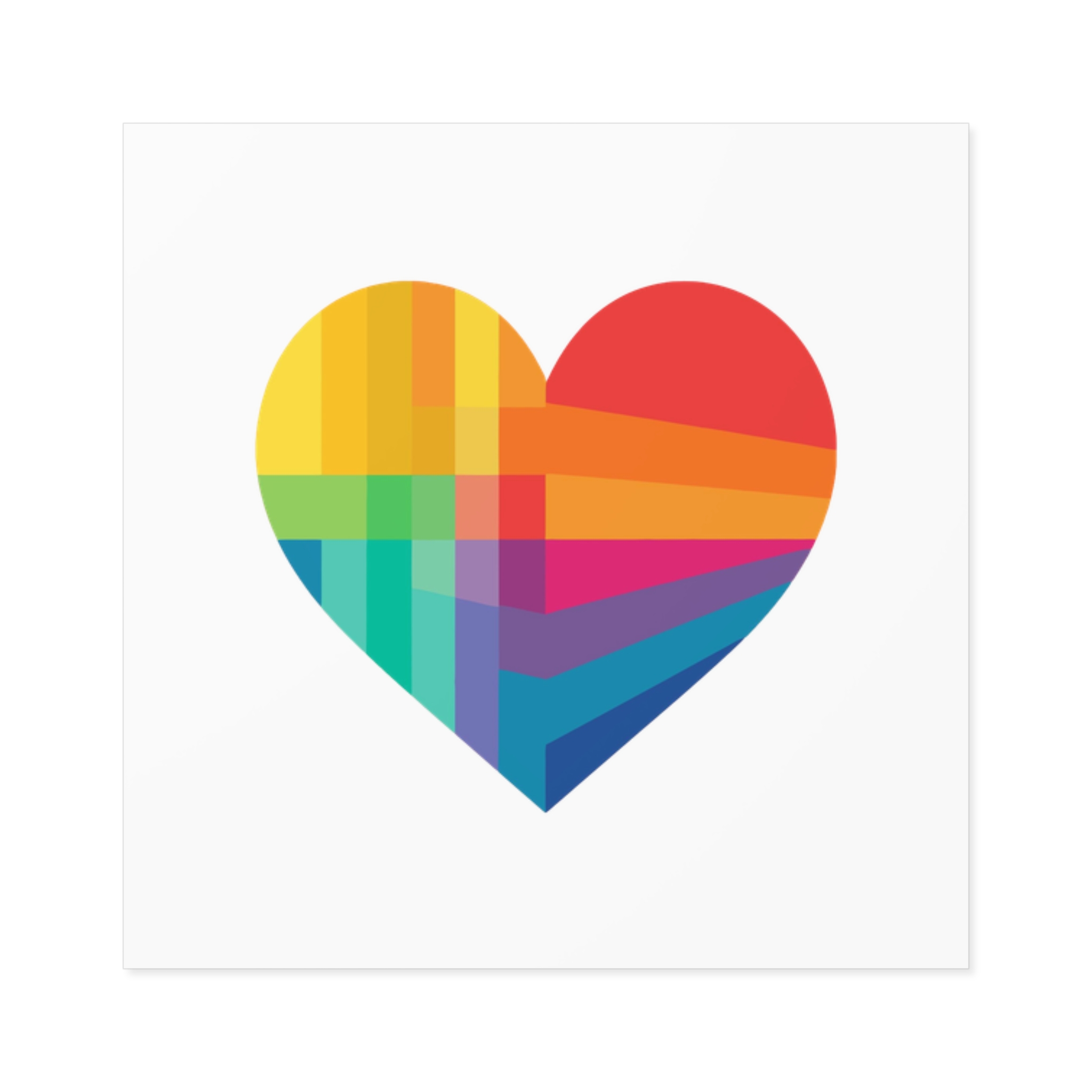 Heart Shape Rainbow Colors Laminate Stickers Square - Image 13