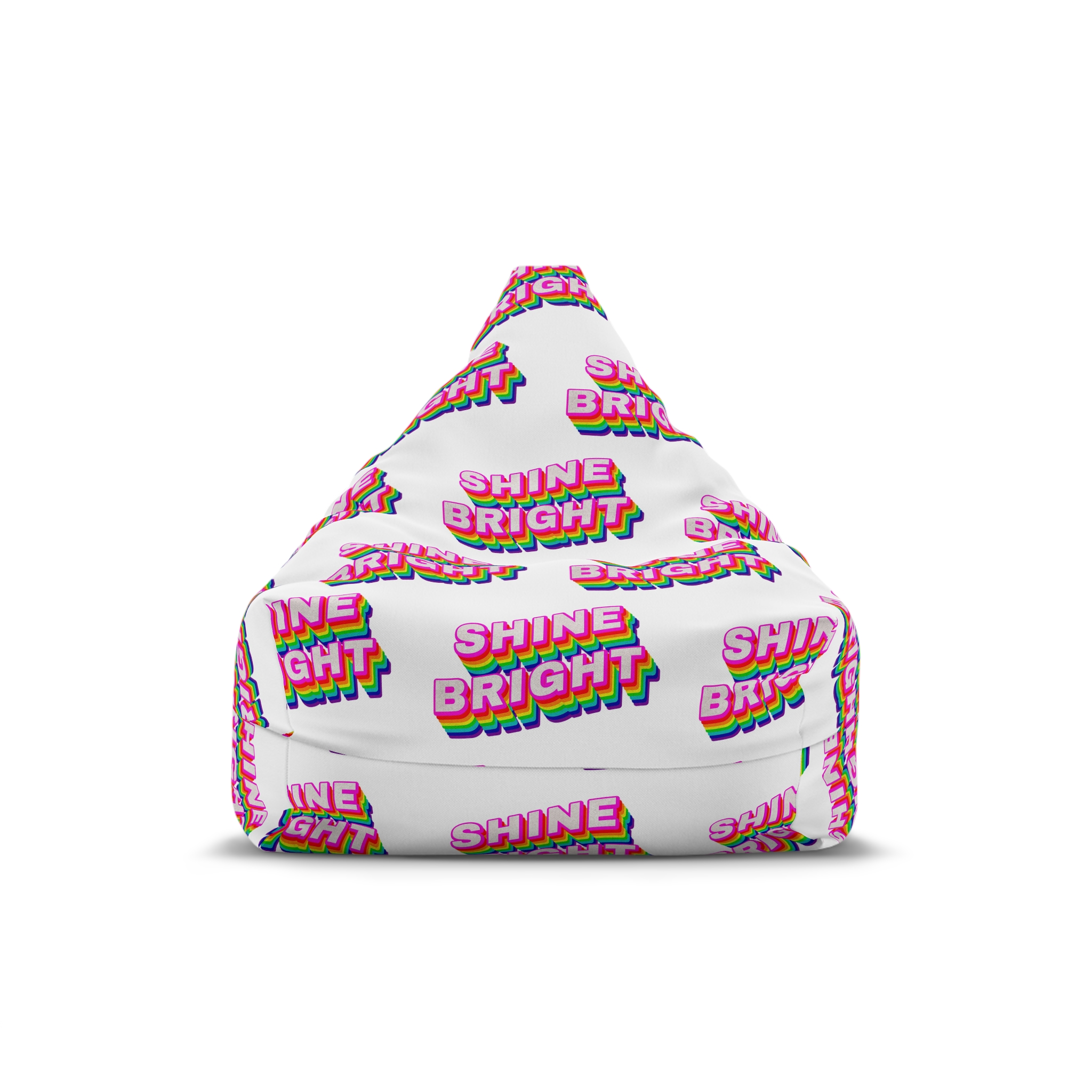 Rainbow Word Shine Bright Typography Design Element Bean Bag Chair Cover