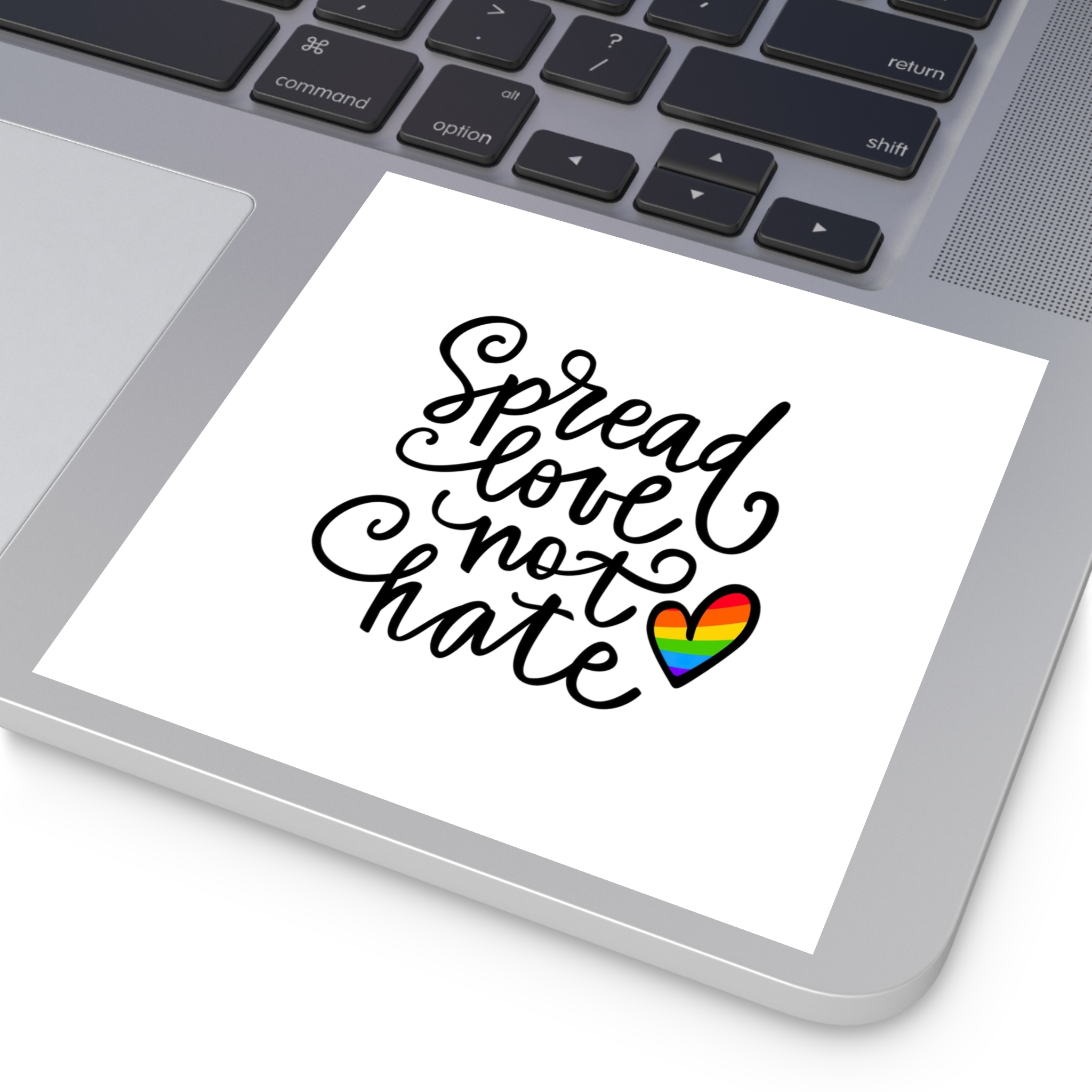 Lgbt Pride Gay Quote Rainbow Flag Heart Lgbtq Vector Quote Isolated White Background Lesbian Bisexual Transgender Concept Spread Love Hate Laminate Stickers Square - Image 35