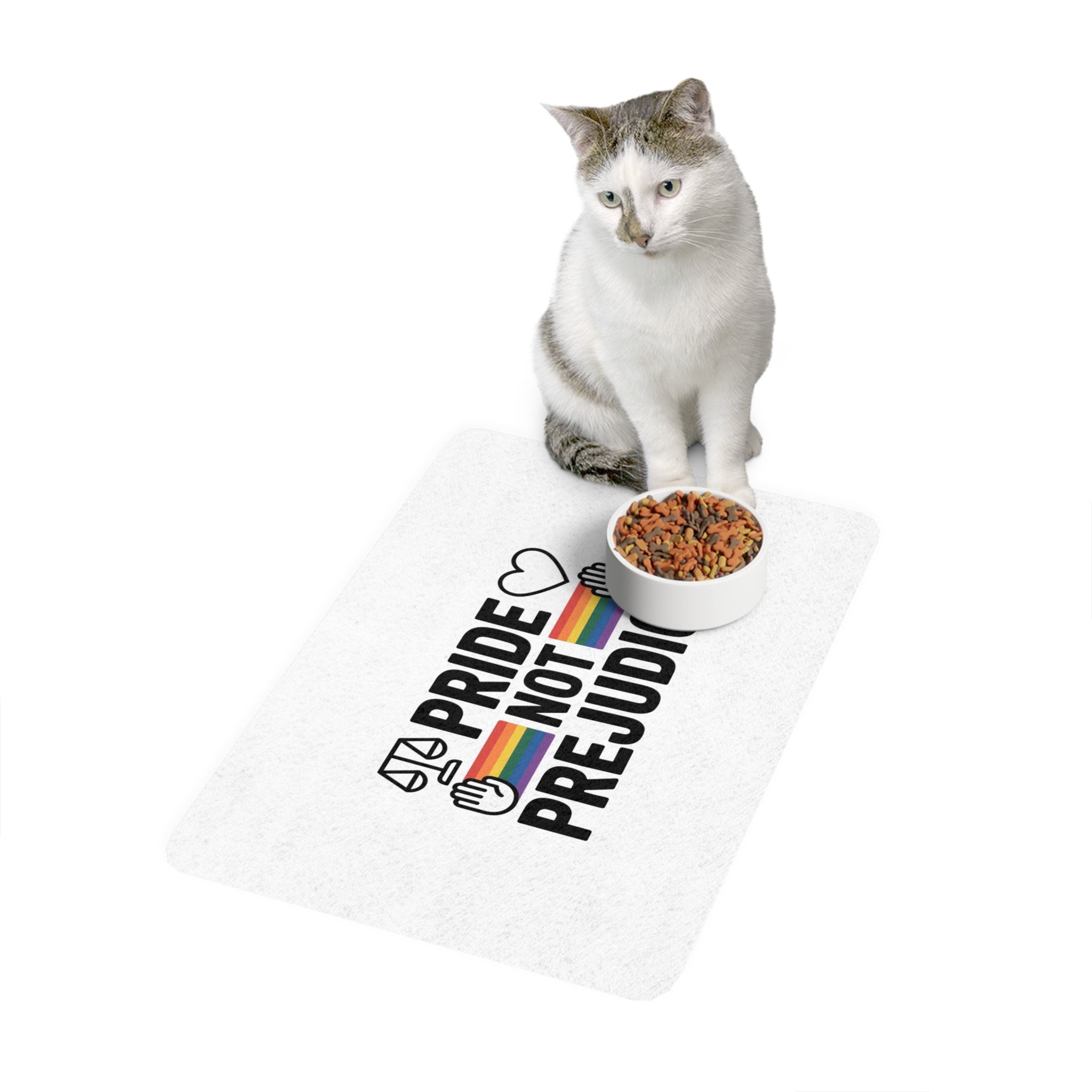 Pride Prejudice T Shirt Design Isolated White Background 2 Pet Food Mat 12x18 - Image 3