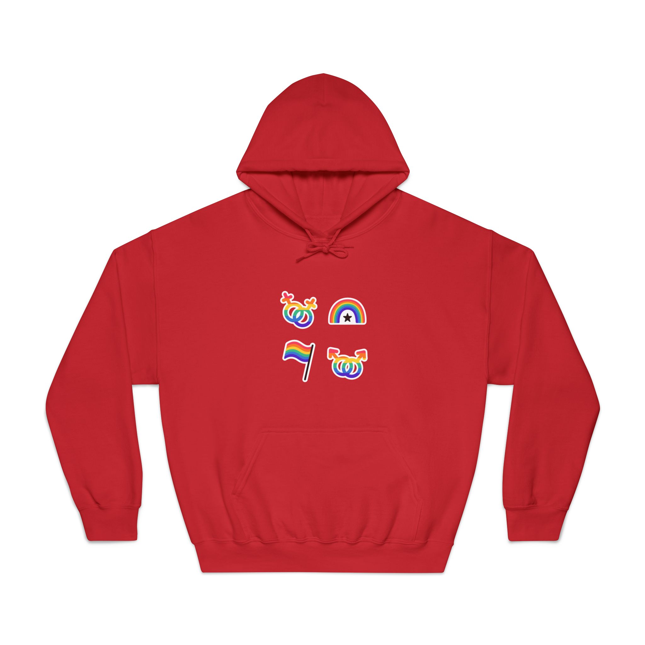 Lgbt Stickers Doodle Style Lgbtq Set Lgbt Pride Community Symbols Rainbow Colored Elements Flag Heart Rainbow Unisex Dryblend Hooded Sweatshirt - Image 33
