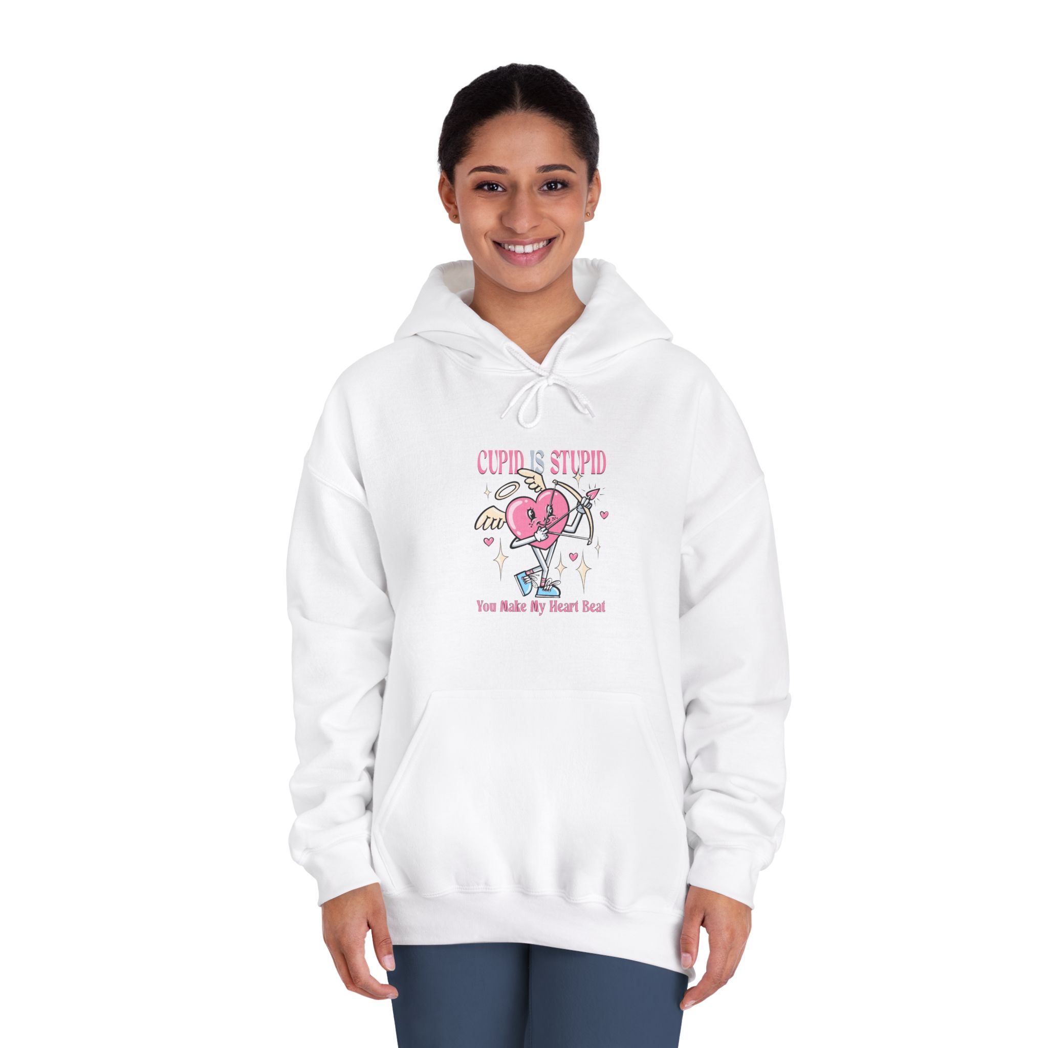 Love Cupid Holding Bow Tshirt Design Unisex Dryblend Hooded Sweatshirt - Image 4