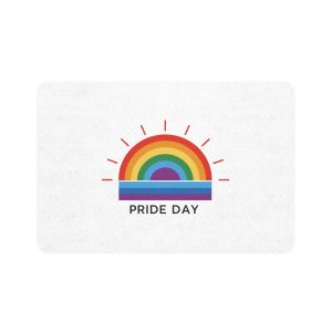 Rainbow Pride Day Celebration Illustration With Colorful Sunburst Design Lgbtq Support Awareness Pet Food Mat 12x18