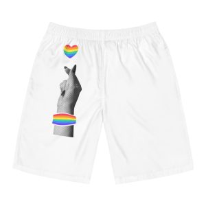 Pride Month Card Lgbtq Trendy Retro Collage Halftone Hands Vector Illustration Poster Banner Mens Board Shorts Aop