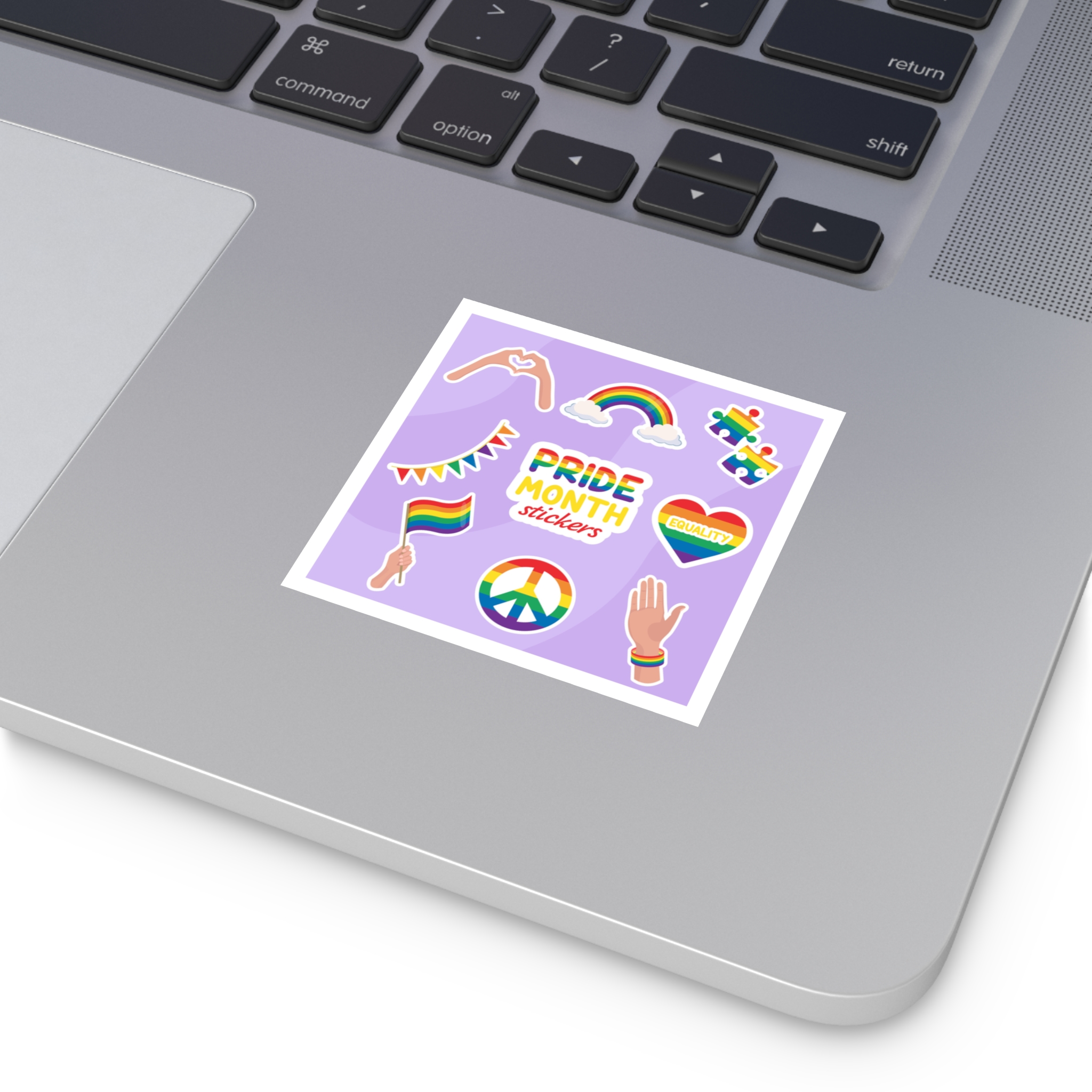 Pride Month Cute Stickers Lgbtq Rainbow Flag Flat Illustrations Laminate Stickers Square - Image 3