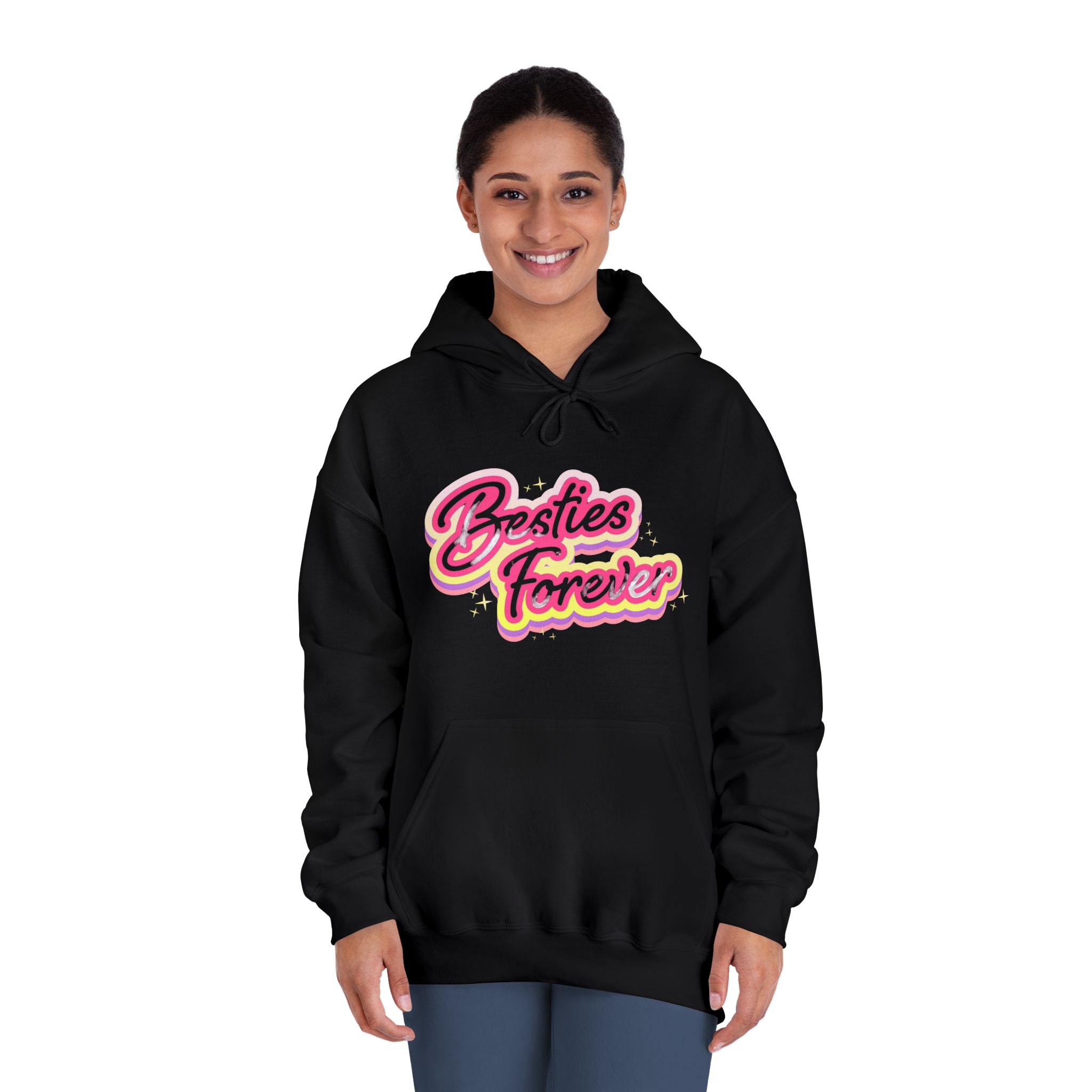 Pink Besties Forever Lettering Logo Unisex Dryblend Hooded Sweatshirt - Image 12