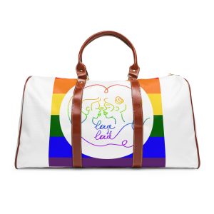 Poster With Kissing Woman Hand Lettering Love Is Love Theme Month Pride Lgbtq Love Background Waterproof Travel Bag