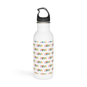 Rainbow Love Lettering Seamless Pattern Happy Pride Minimalistic Background With Simple Text Stainless Steel Water Bottle