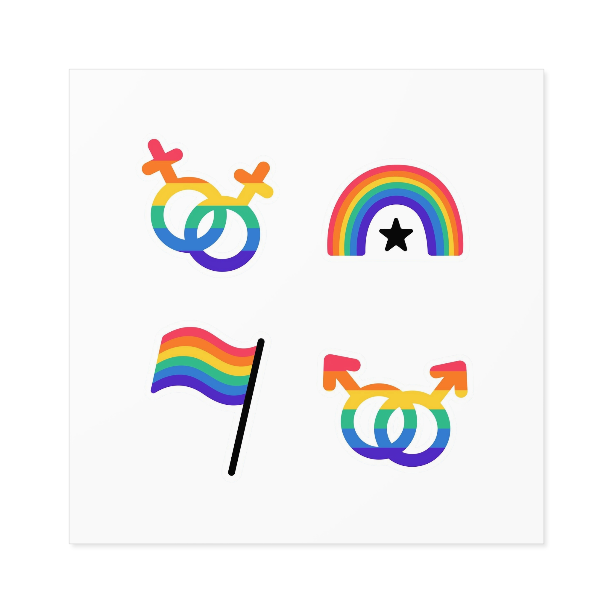 Lgbt Stickers Doodle Style Lgbtq Set Lgbt Pride Community Symbols Rainbow Colored Elements Flag Heart Rainbow Laminate Stickers Square - Image 49