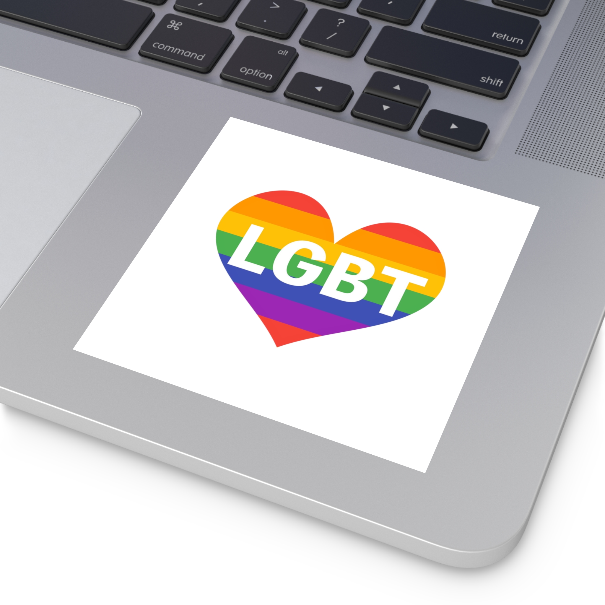 Lgbt Rainbow Colors Heart Mark Lgbt Letters Laminate Stickers Square - Image 27
