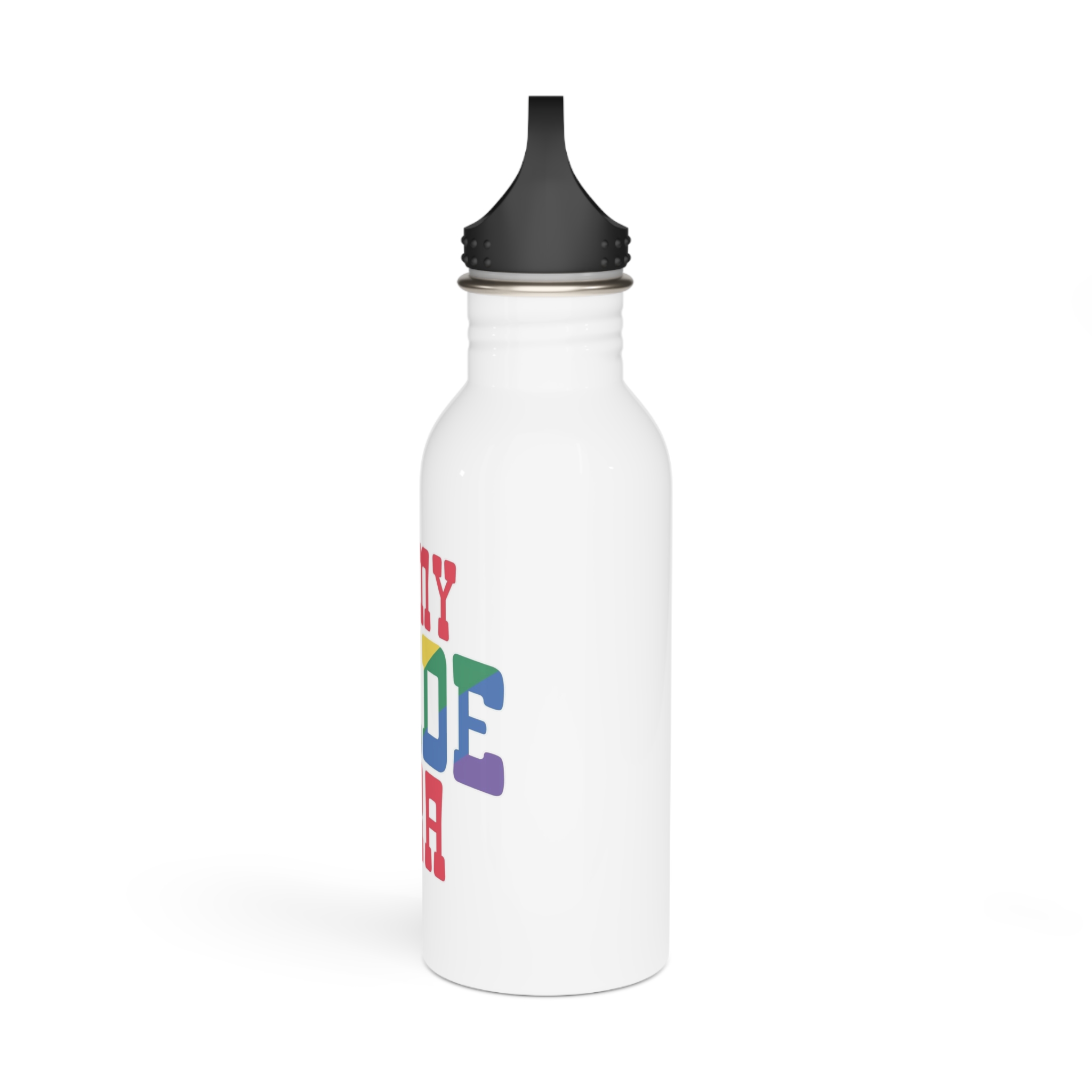 Black Shirt With Words My Rainbow Stainless Steel Water Bottle - Image 4