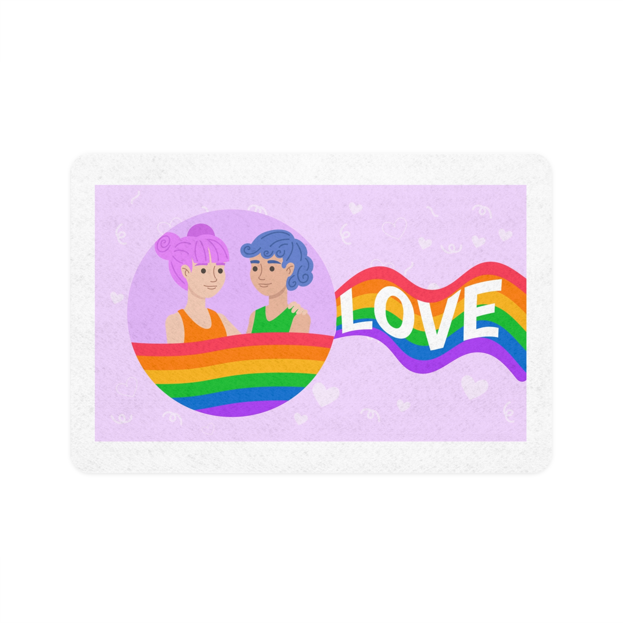 Joyful Group Holding Waving Pride Flag Pet Food Mat 12x18