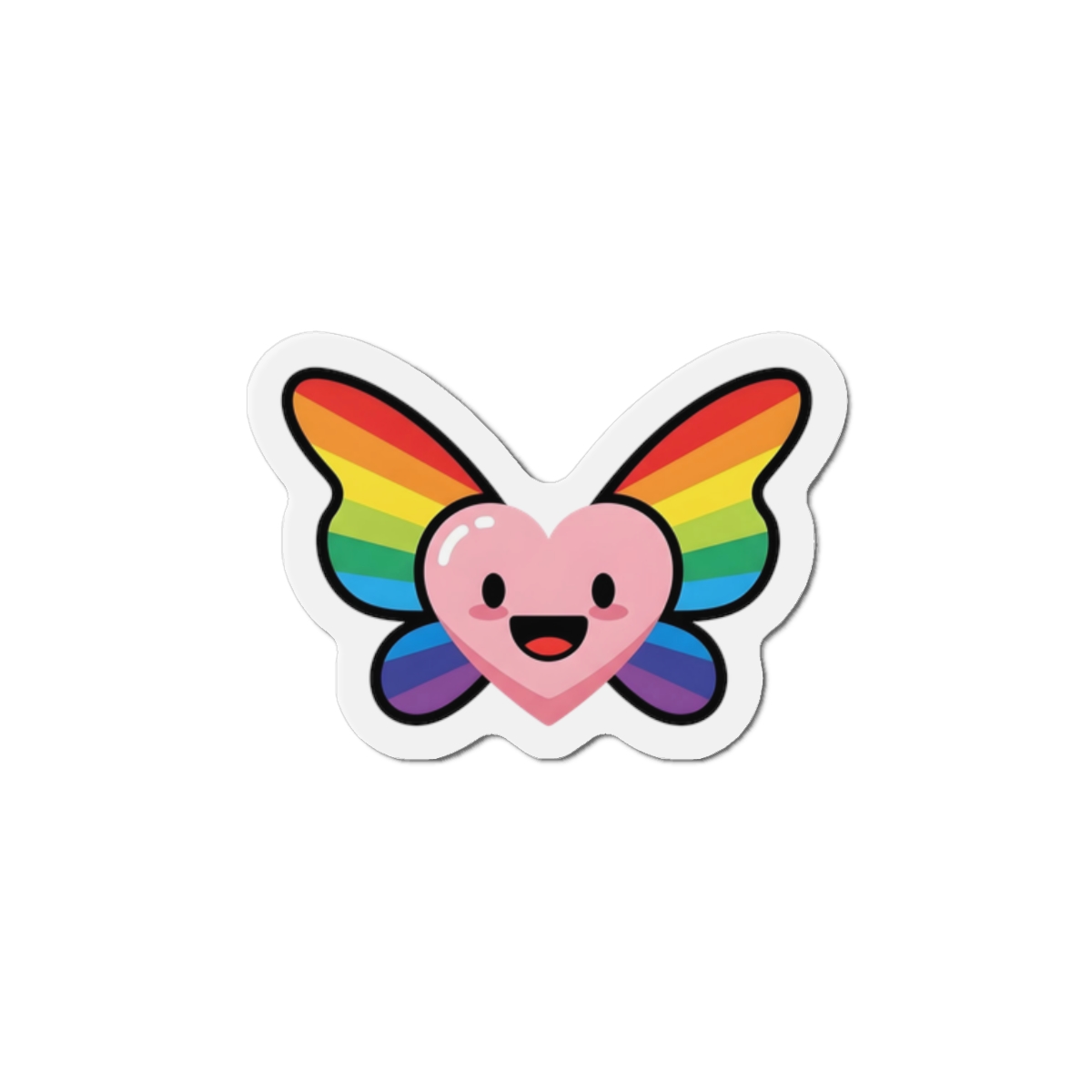 Happy Rainbow Heart Butterfly Die Cut Magnets