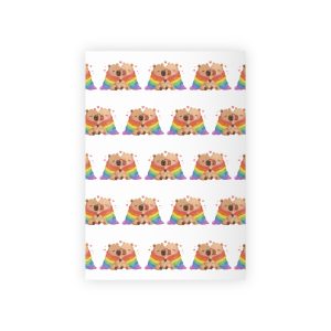 Two Capybaras Embracing Rainbow Blanket Illustration Gift Wrapping Paper Rolls 1pc