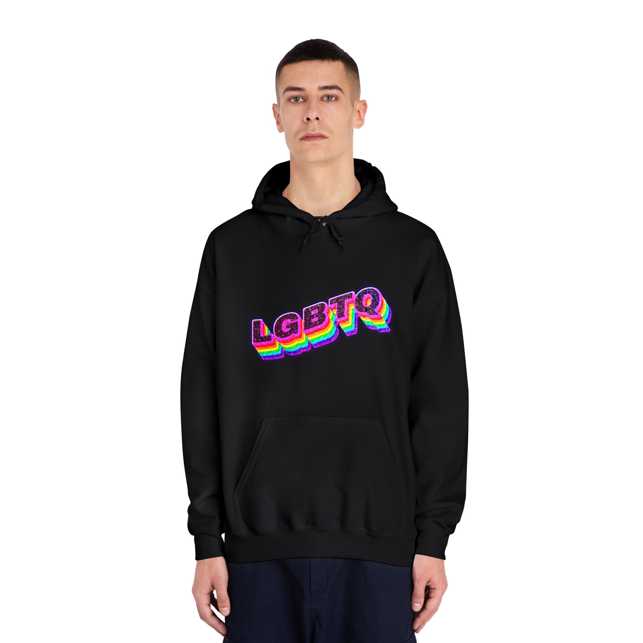 Lgbtq Rainbow 3d Png Typography Unisex Dryblend Hooded Sweatshirt - Image 11