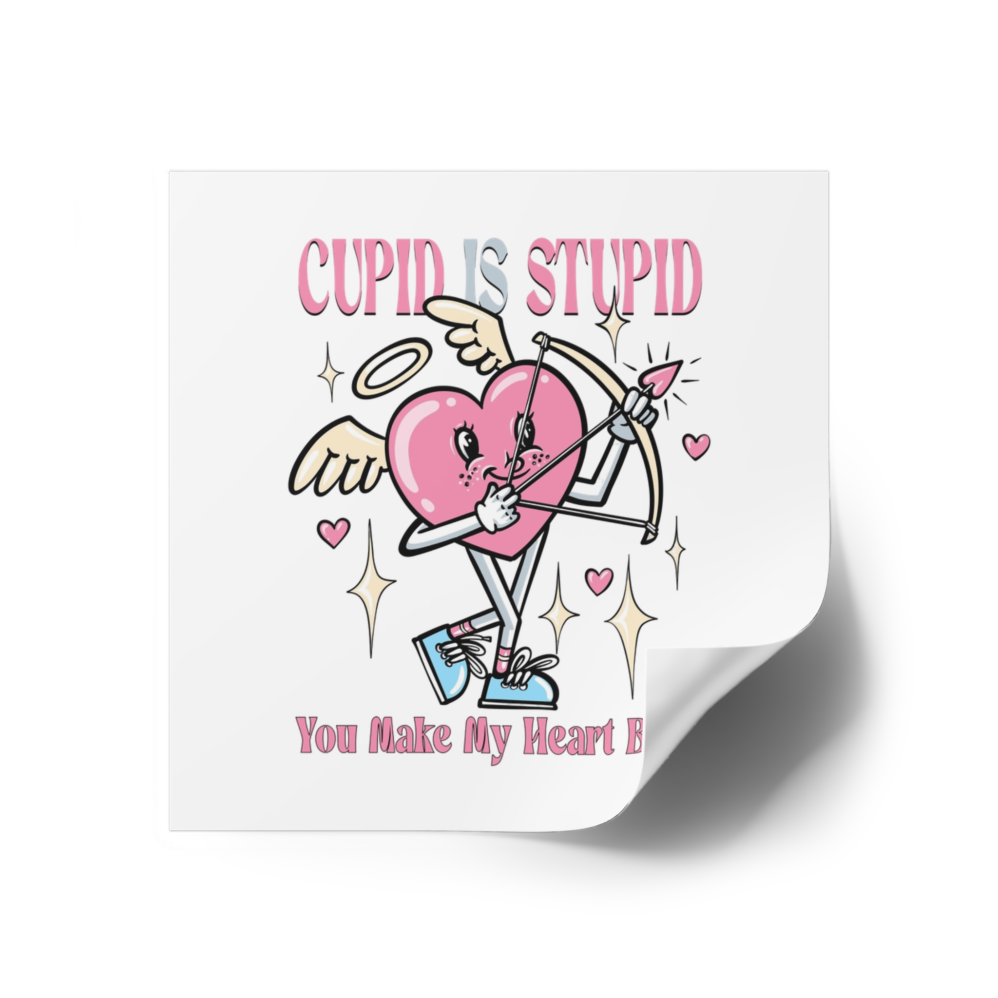 Love Cupid Holding Bow Tshirt Design Laminate Stickers Square - Image 70