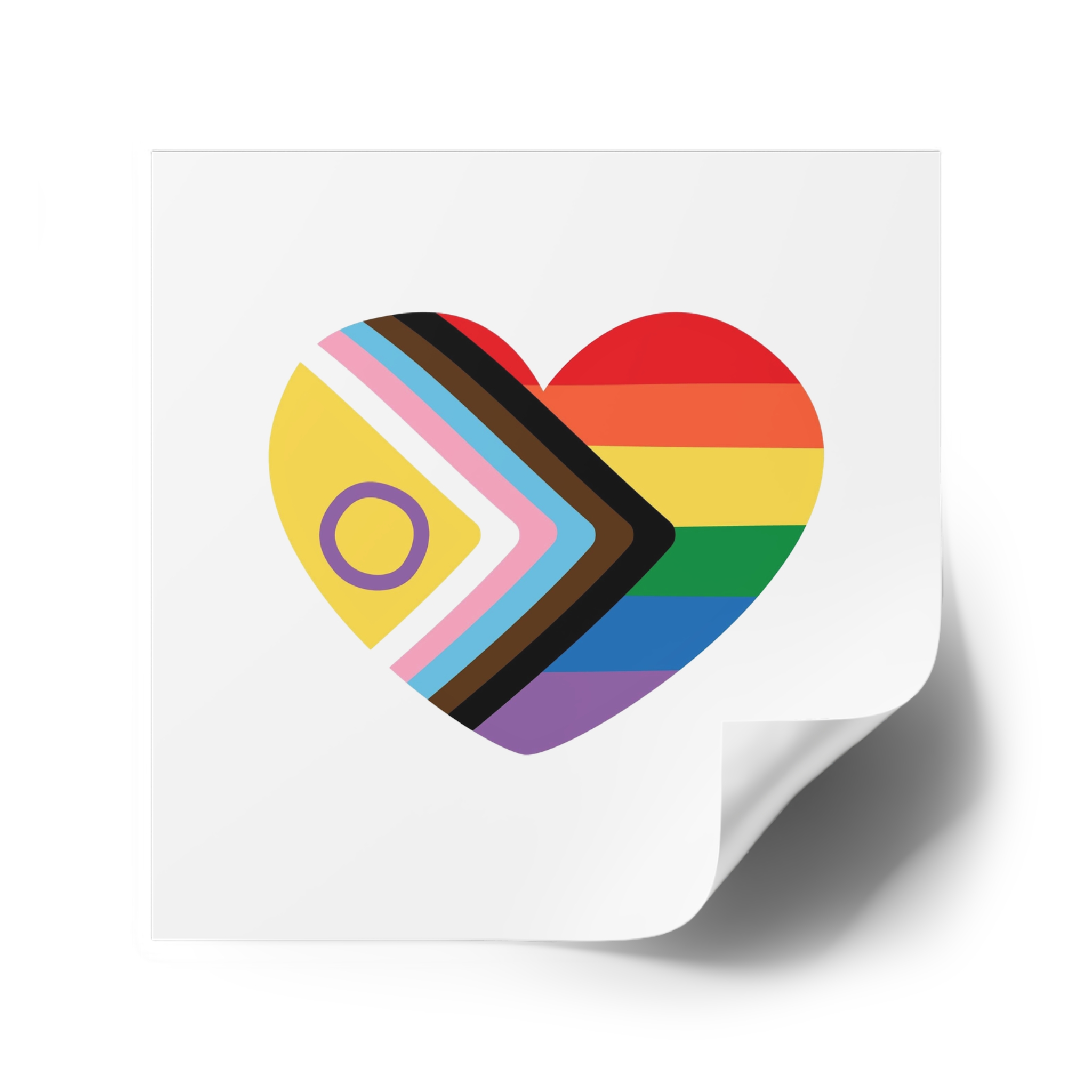 Inclusive Love Progress Pride Flag Heart Symbol Laminate Stickers Square - Image 34