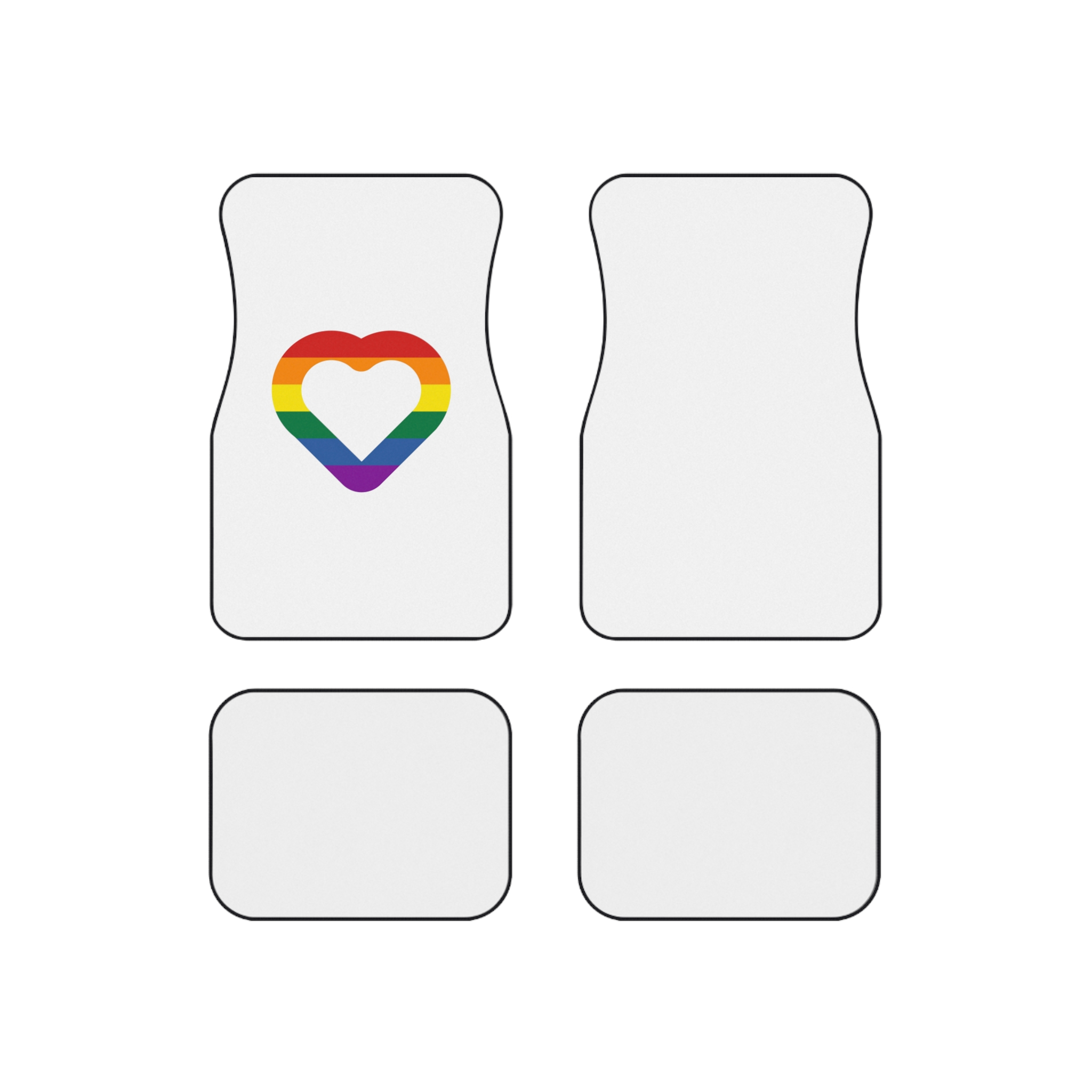 Pride Flag Heart Shape Icon Isolated White Background Lgbt Love Modern Sign Vector Illustration Car Mats Set Of 4