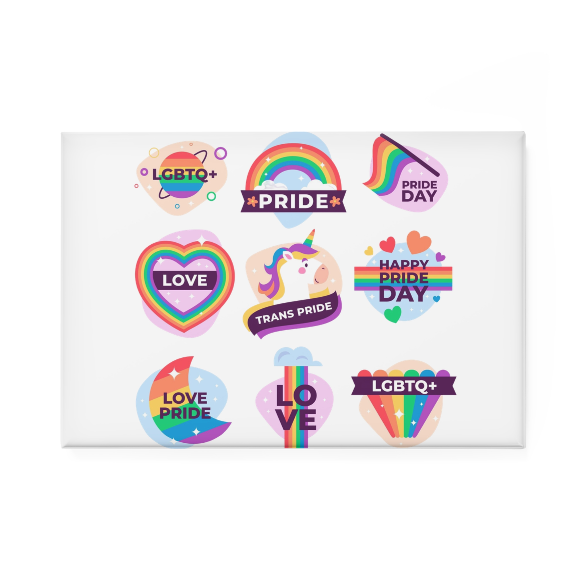 Labels Design Pride Day Event Button Magnet Rectangle 1 And 10 Pcs