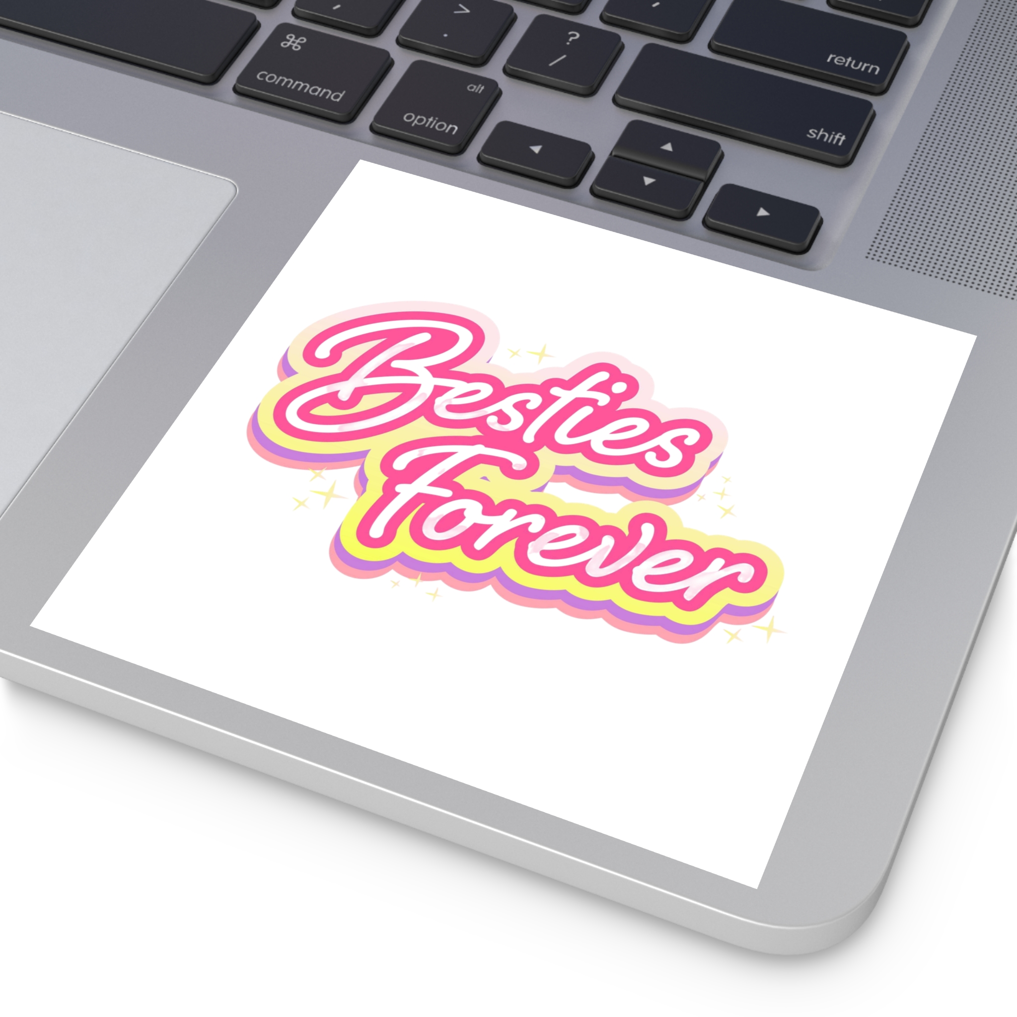 Pink Besties Forever Lettering Logo Laminate Stickers Square - Image 35