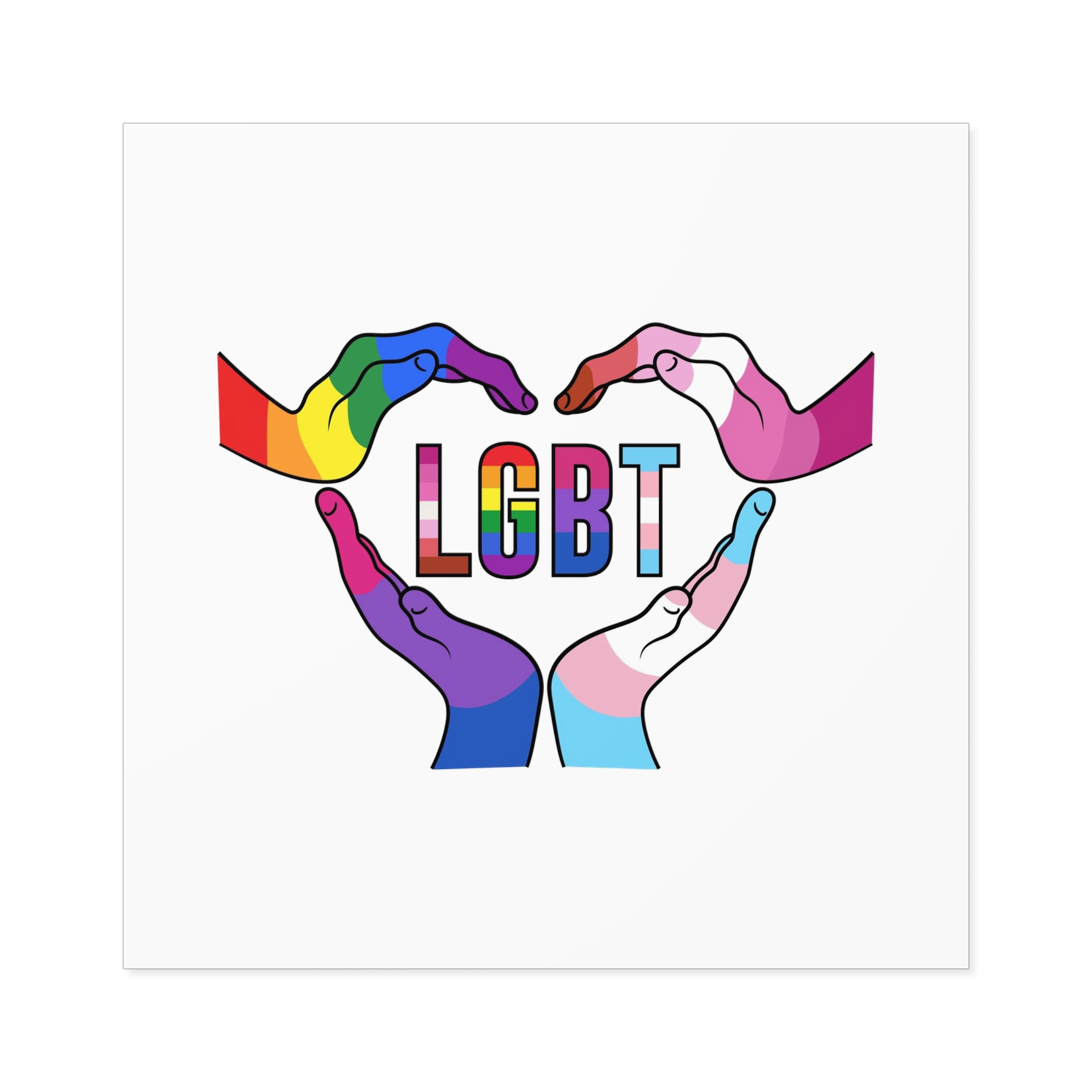 Lgbt Hands United Pride Month Rainbow Flag Vector Illustration Isolated White Background Laminate Stickers Square - Image 41