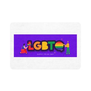 Lgbtq Community Banner Design With Illustration Gay Couple Pet Food Mat 12x18