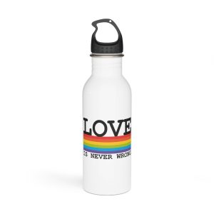 Lgbt Flag Rainbow With Lettering Love Is Never Wrong Lgbt Pride Month Stainless Steel Water Bottle